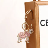 3D Elephant Key Holder Chains Enamel Crystal Bag Pendant Keyrings