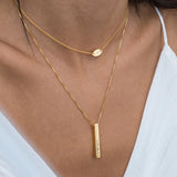 Personalized 4 Sided Bar Necklace with Name Engraving Stainless Steel