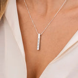Personalized 4 Sided Bar Necklace with Name Engraving Stainless Steel