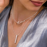 Personalized 4 Sided Bar Necklace with Name Engraving Stainless Steel