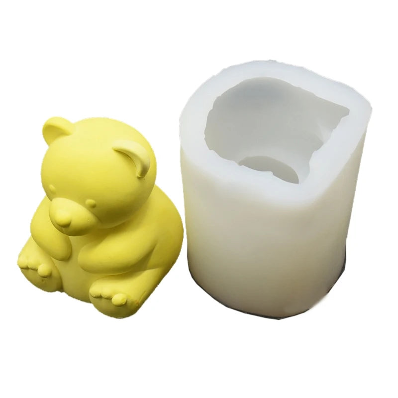 3D Bear Candle Mold Silicone Epoxy Molds Aromatherapy Plaster Resin Casting