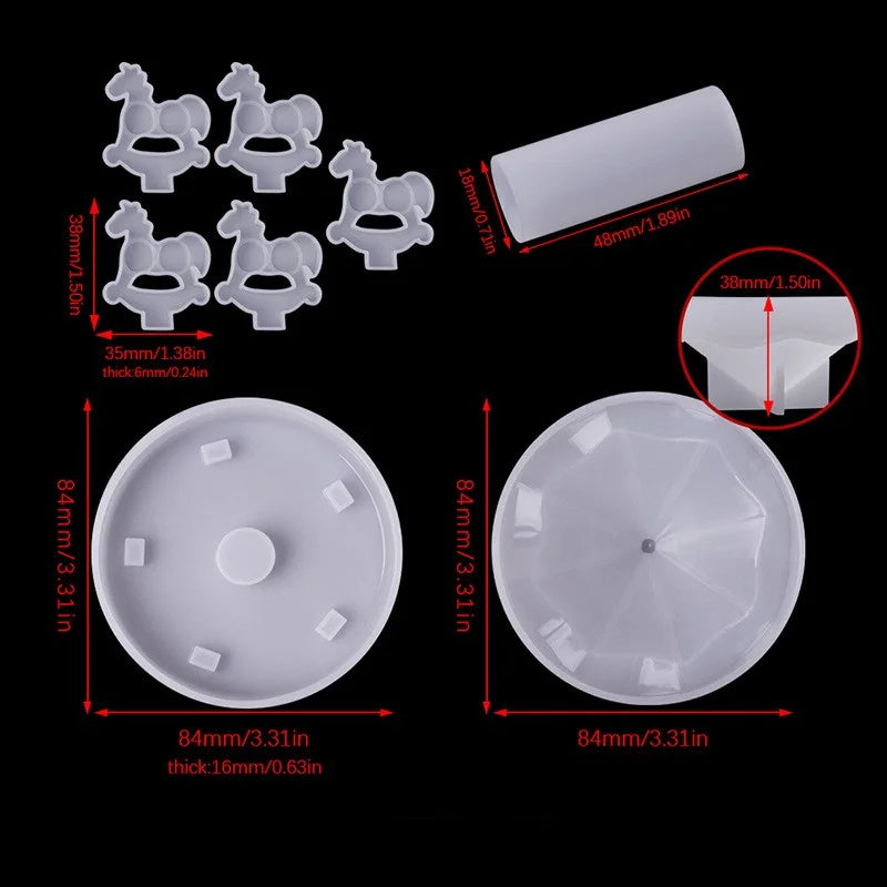 3D Carousel Horse Epoxy Resin Silicone Mold DIY Casting Crystal Ornament