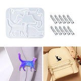 3D Cartoon Cat Brooch Crystal Epoxy Resin Mould Jewelry Silicone Mold DIY Craft