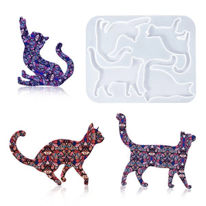 3D Cartoon Cat Brooch Crystal Epoxy Resin Mould Jewelry Silicone Mold DIY Craft