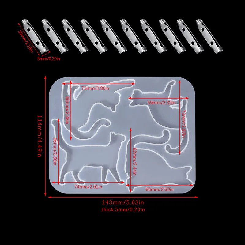 3D Cat Brooch Epoxy Resin Silicone Mold DIY Jewelry Art Craft Pendant