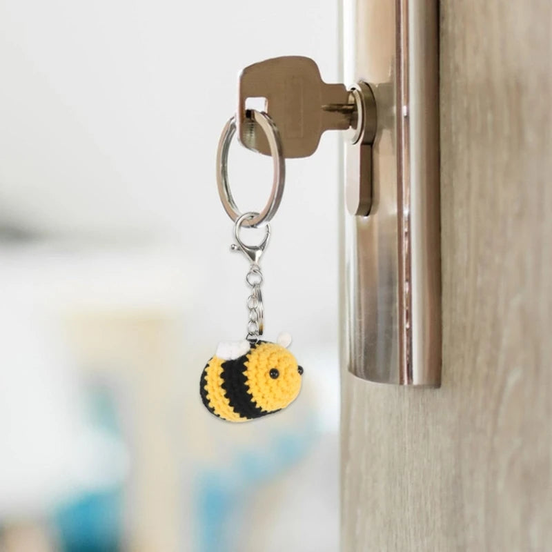 3D Crochet Bees Keyring Knitting Bees Keychain Purse Bag Pendant