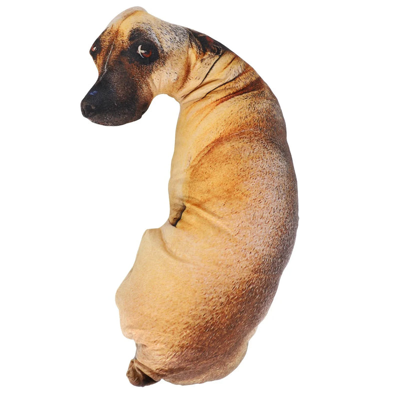 3D Bend Dog Printed Throw Pillow Lifelike Animal Funny Dog Head Cosplay Toy