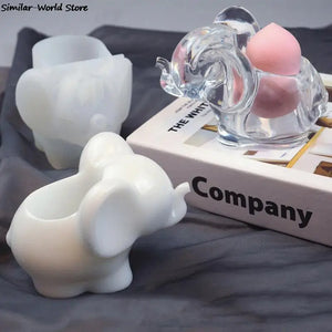 3D Elephant Flowerpot Concrete Silicone Molds for DIY Plaster Resin Mould