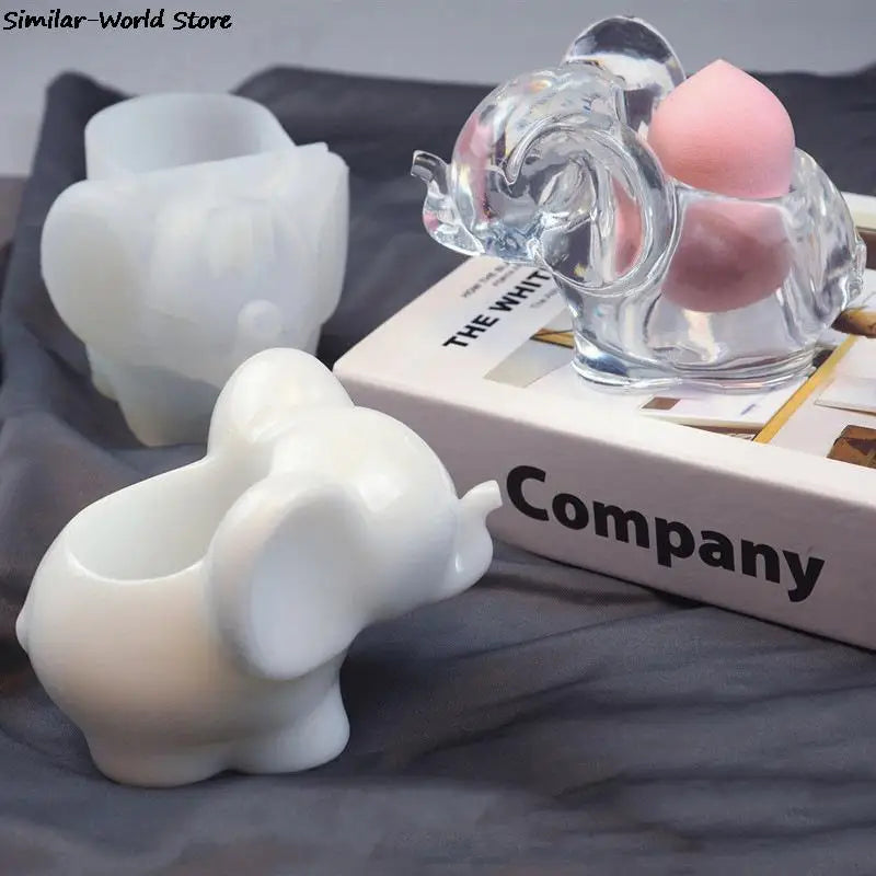 3D Elephant Flowerpot Concrete Silicone Molds for DIY Plaster Resin Mould
