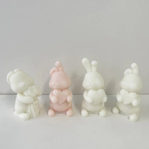 3D Rabbits Silicone Mold Easter Bunny Soap Epoxy Resin Clay Cake Mould