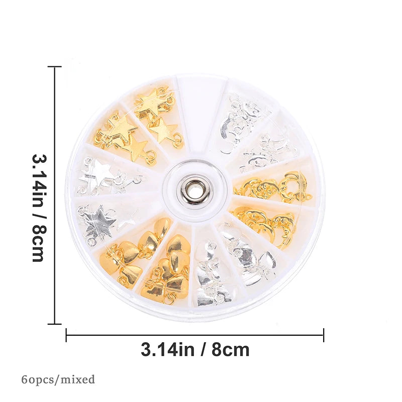 3D Moon Star Constellation Rhinestone Nail Charms