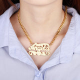 Double Layer Personalized Name Necklace Stainless Steel Pendant