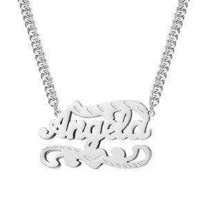 Double Layer Personalized Name Necklace Stainless Steel Pendant