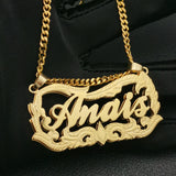 Personalized Double Plate Name Necklace Stainless Steel Pendant