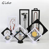 3D Floating Frame Shadow Box Jewelry Display Stand Earring Coins Gem Stones