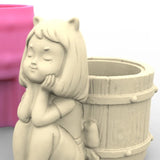 3D Girl Barrel Gypsum Silicone Molds for Succulent Plant Flower Pot