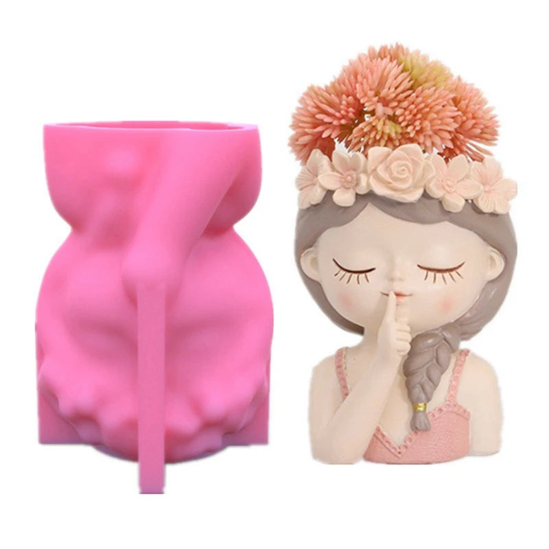 3D Girl Head Flower Pot Succulents Planter Mold Silicone DIY Crafts