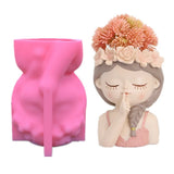 3D Girl Head Flower Pot Succulents Planter Mold Silicone DIY Crafts