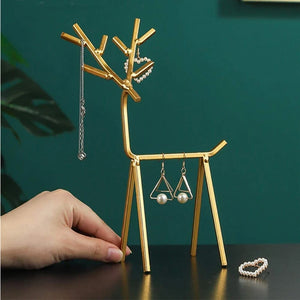 Golden Deer Jewelry Display Stand - Necklace Earrings Organizer