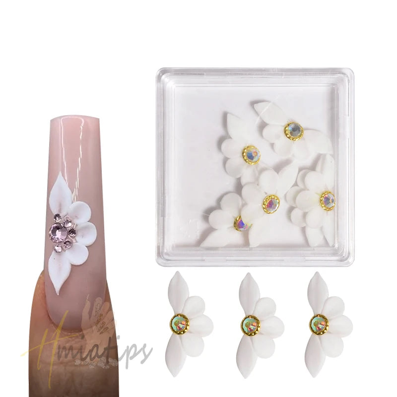 3D Acrylic Flowers Nail Charms Summer Nail Art Accessories