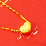 18k Peach Heart Pendant for Women Bride Wedding Chain Fine Jewelry