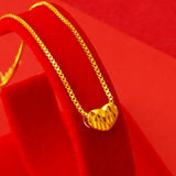 18k Peach Heart Pendant for Women Bride Wedding Chain Fine Jewelry
