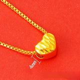 18k Peach Heart Pendant for Women Bride Wedding Chain Fine Jewelry