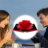 3D Heart Rose Flower Ring Box Wedding Proposal Display Holder