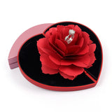 Heart Shape Rose Flower Ring Box for Couples Jewelry Storage