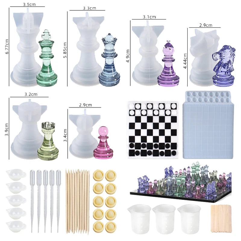 3D International Chess Silicone Mold for DIY Epoxy Resin Crafts