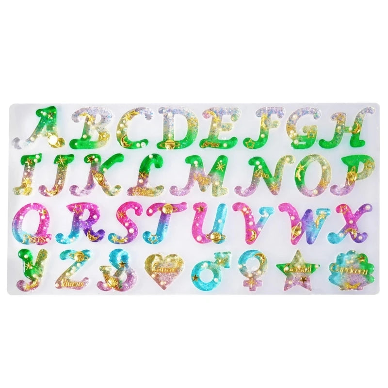 3D Letters Symbol Silicone Molds Epoxy Resin Casting Mold DIY Craft Keychain
