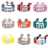 Love Letters Embroidery Woven Tassel Bracelet Bohemian Rope Fabric Bracelets
