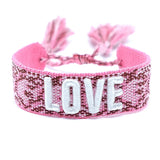 Love Letters Embroidery Woven Tassel Bracelet Bohemian Rope Fabric Bracelets
