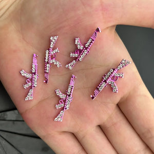 3D Retro Alloy Pink Gun Butterfly Nail Art Charms Resin Acrylic Bow Nail Rhinest