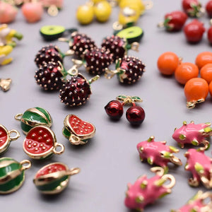 3D Metal Alloy Enamel Fruit Beads For Jewelry Making Necklace Earring Pendants