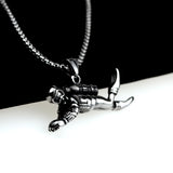 3D Motion Diver Pendant Necklace Retro Stainless Steel Chain Men Punk Hip Hop
