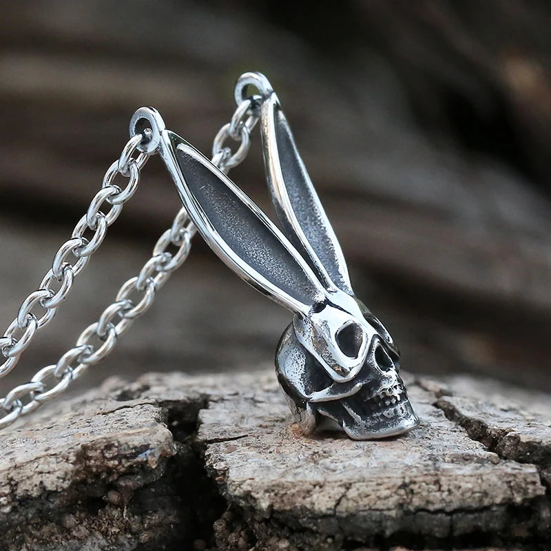 3D Rabbit Pattern Metal Pendant Necklace Vintage Punk Animal Gothic Choker V021