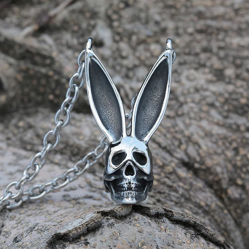 3D Rabbit Pattern Metal Pendant Necklace Vintage Punk Animal Gothic Choker V021