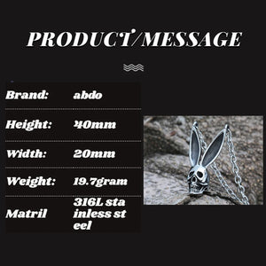 3D Rabbit Pattern Metal Pendant Necklace Vintage Punk Animal Gothic Choker V021