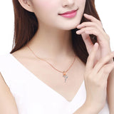 3D Rose Flower Pendant Necklace Chain 20inch