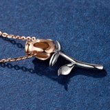 3D Rose Flower Pendant Necklace Chain 20inch