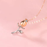 3D Rose Flower Pendant Necklace Chain 20inch