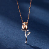 3D Rose Flower Pendant Necklace Chain 20inch