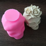 3D Rose Flower Skull Epoxy Resin Mold DIY Crafts Plaster Candle Mold