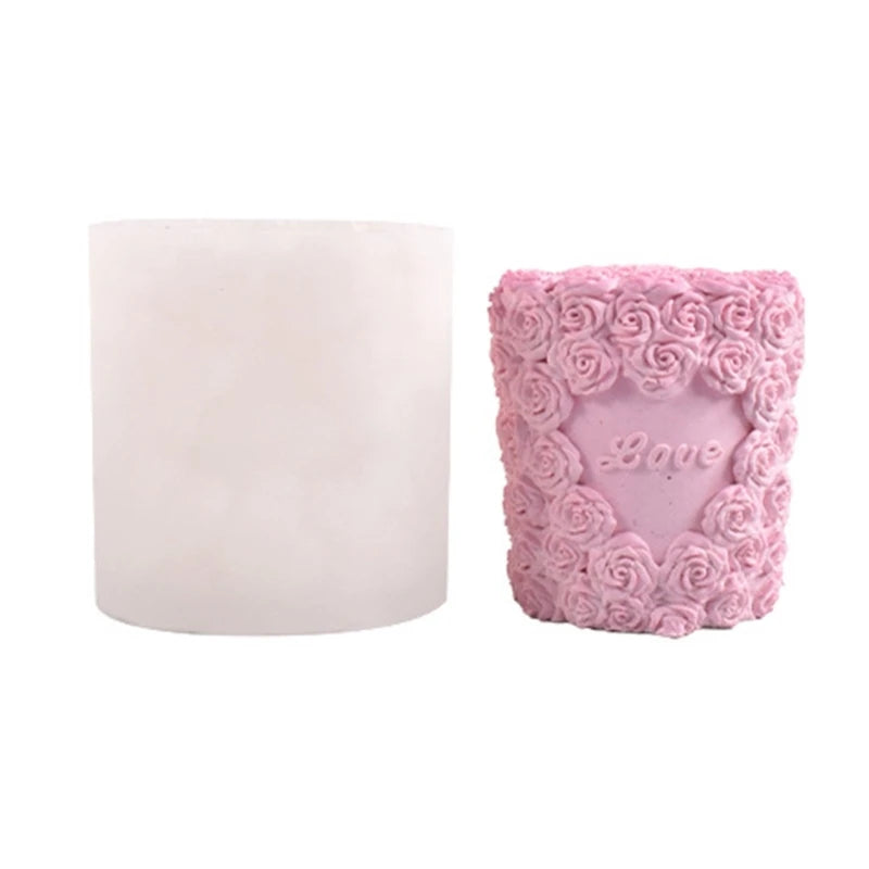3D Rose Heart Silicone Mold for Du00e9cor Gypsum Epoxy Resin Aromatherapy Candle