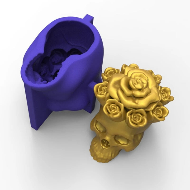Rose Skull Candle Epoxy Resin Mold DIY Crafts Home Ornaments Tools
