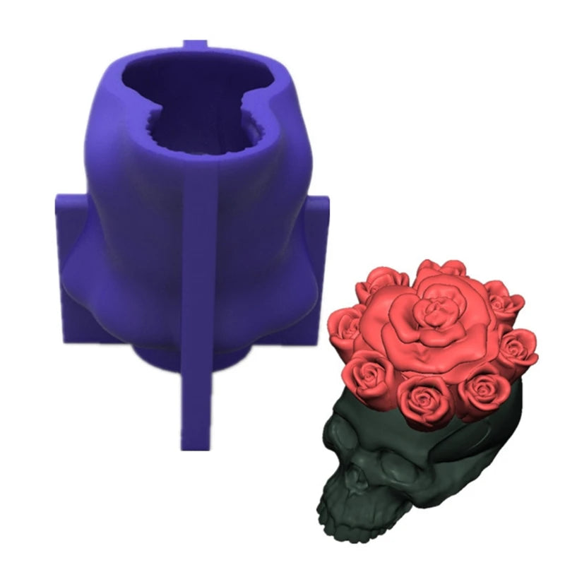 Rose Skull Candle Epoxy Resin Mold Plaster Soap Silicone Mould