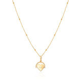 Personalized Heart Spinner Sphere Chain Necklace Stainless Steel 18K Plated