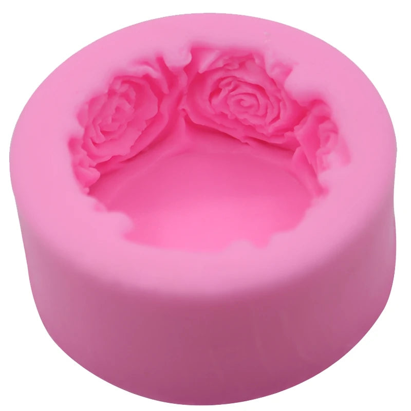 3D Round Rose Flowers Shape Silicone Soap Mold DIY Soap Molds