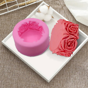 3D Round Rose Flowers Shape Silicone Soap Mold DIY Soap Molds